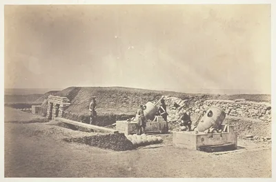 Mortar Batteries in front of Picquet House, Light Division — Roger Fenton