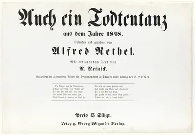 Auch ein Todtentanz, title page and text — Alfred Rethel