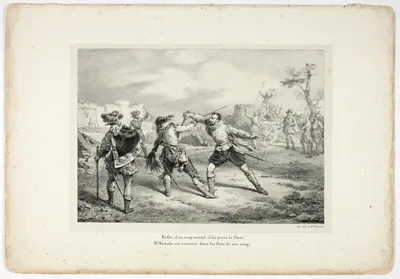 Combat between D'Aumale and Turenne, plate sixteen from La Henriade — Horace Vernet