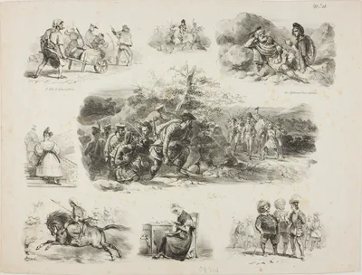 Sheet of Sketches — Auguste Raffet