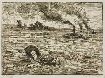 The Steamboats (Steamy Harbor) — Charles-François Daubigny