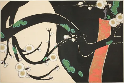 Prunus with Poem Slip, from the series "Worlds of Things (Momoyogusa)" — Kamisaka Sekka