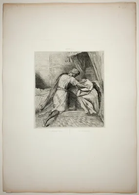 He Smothers Her, plate thirteen from Othello — Théodore Chassériau