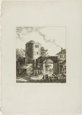 Procession through a Rustic Gate — Salomon Gessner