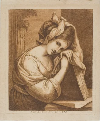 Woman Resting Her Head on a Book — Angelica Kauffmann