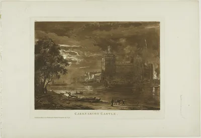 Caernarvon Castle, plate eight from Twelve Views in North Wales — Paul Sandby