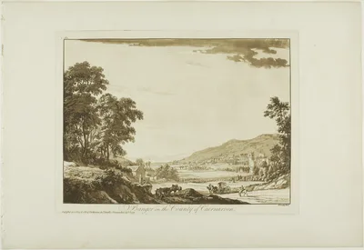 Bangor in the County of Caernarvon, plate nine from Twelve Views in North Wales — Paul Sandby