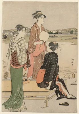 Summer Twilight on the Banks of the Sumida River — Torii Kiyonaga