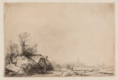 Cottage Beside a Canal with a View of Ouderkerk — Rembrandt