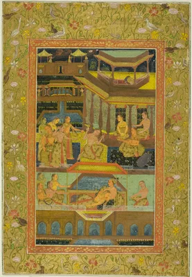 Lovers in a Zenana Garden at Night — Mughal