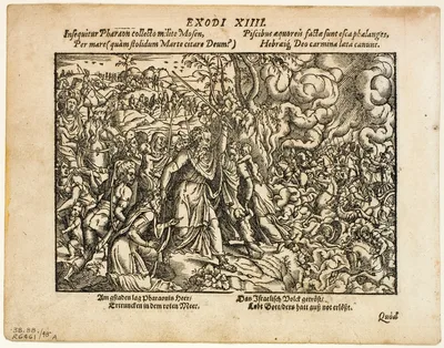 The Passage of the Red Sea (recto) and The Burial of Jacob (verso) from Neuwe Biblische Figuren, plate 48 from Woodcuts from Books of the XVI Century — Jost Amman