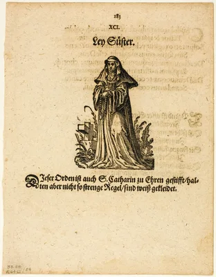 Ley Süster (Lay Sister) from Ständ und Orden, plate 54 from Woodcuts from Books of the XVI Century — Jost Amman