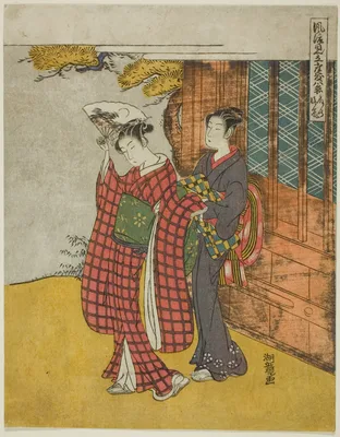 Clearing Weather of the Fan (Ogi no seiran), from the series "Fashionable Parodies of the Eight Parlor Views (Furyu mitate zashiki hakkei)" — Isoda Koryūsai