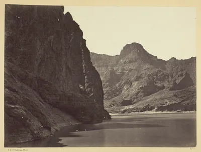 Black Cañon, Colorado River, looking below near Camp 7. Explorations in Nevada and Arizona, Expedition of 1871. Lieut. Geo. M. Wheeler, Com'd'g. — Timothy H. O'Sullivan