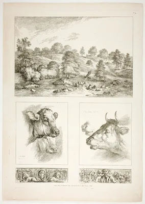 Plate Four of 38 from Oeuvres de J. B. Huet — Jean-Baptiste Huet