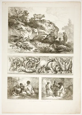 Plate Nine of 38 from Oeuvres de J. B. Huet — Jean-Baptiste Huet