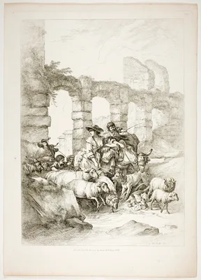 Plate Twelve of 38 from Oeuvres de J. B. Huet — Jean-Baptiste Huet