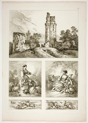 Plate Sixteen of 38 from Oeuvres de J. B. Huet — Jean-Baptiste Huet