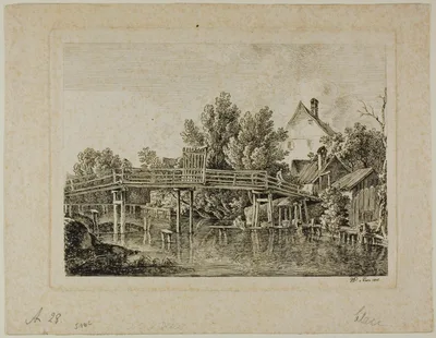 The Little Bridge Across the Isar, Paris — Johann Georg von Dillis