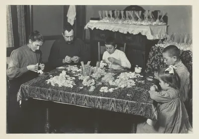 Family Making Flowers — Lewis Hine