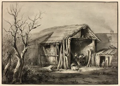 A Peasant Seated in a Shed — Jean-Jacques de Boissieu