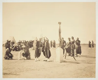 The Raised Flag of the Zouave Regiment, Camp de Châlons — Gustave Le Gray
