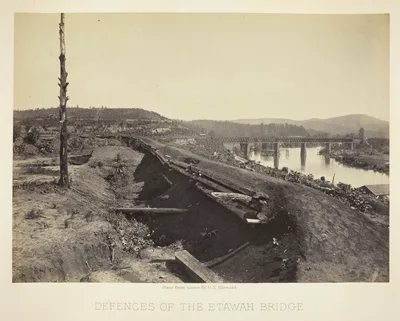 Defences of the Etawah Bridge — George N. Barnard