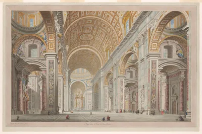 Interior View of the Church of St. Peter's in the Vatican — Francesco Pannini