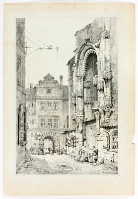 Thein Church, Pragrue, from Facsimiles of Sketches made in Flanders and Germany — Samuel Prout