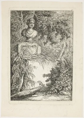 The Bust, plate two from Les Soirées de Rome — Hubert Robert