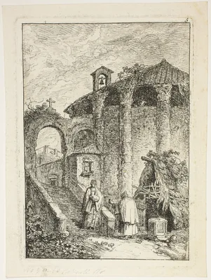 Ancient Temple, plate five from Les Soirées de Rome — Hubert Robert