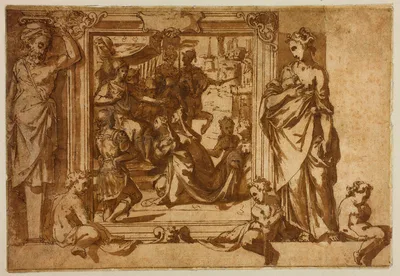 Woman Kneeling Before a Ruler — Federico Zuccari