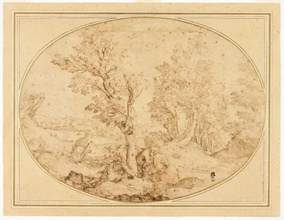 Rest on the Flight into Egypt — Agostino Carracci