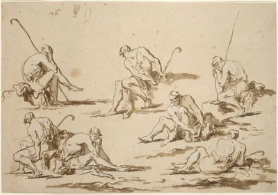 Study Sheet with Seated Figures — Alessandro Magnasco