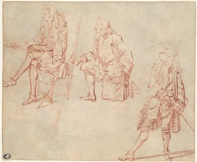 Three Studies of a Gentleman — Jean-Antoine Watteau