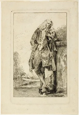 Standing Man Leaning on His Elbow — Jean-Antoine Watteau