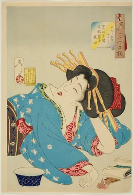 Slovenly (Shidaranasaso), from the series "Thirty-two Aspects of Women (Fuzoku sanjuniso)" — Yoshitoshi