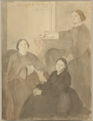 Mme. Michel Musson and Her Daughters, Estelle and Désirée — Edgar Degas