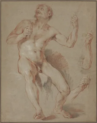Hercules Seated, study for Hercules and Omphale — François Lemoyne