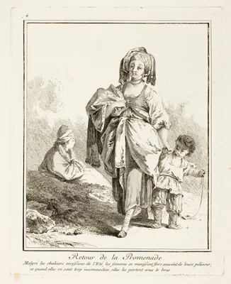 Retour de la Promenande (Returning from the Walk, plate four from Divers Habillements des Peuples du Nord) — Jean-Baptiste Le Prince