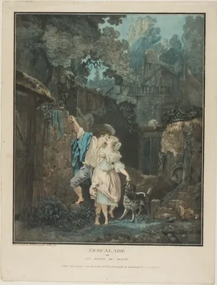 L'Escalade ou Les Adieux du Matin (The Climb or The Farwell in the Morning) — Philibert-Louis Debucourt