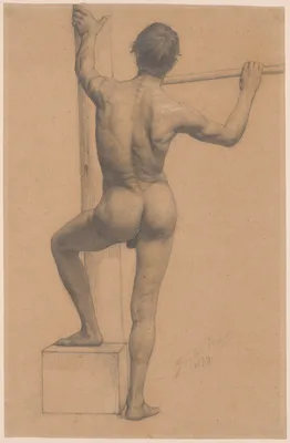 Male Nude with Left Foot on a Pedestal — Gustav Klimt