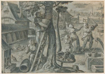 The Capture of a Swarm of Bees in a Farmyard — Stradanus