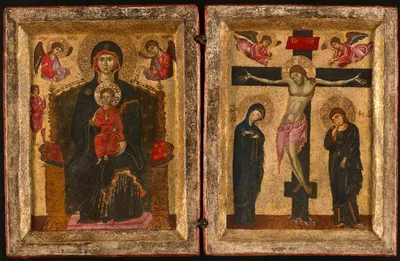 Diptych of the Virgin and Child Enthroned and the Crucifixion — Eastern Mediterranean