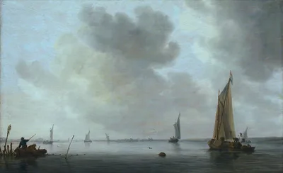 Fishing Boats off an Estuary — Jan van Goyen