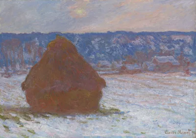 Stack of Wheat (Snow Effect, Overcast Day) — Claude Monet