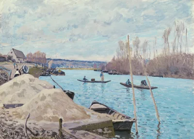 The Seine at Port-Marly, Piles of Sand — Alfred Sisley