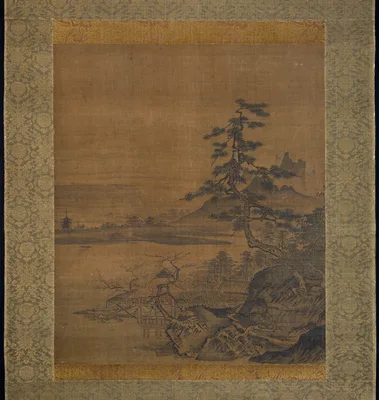 Spring View from a Thatched Pavilion on the Lakeshore — School of Sesshu