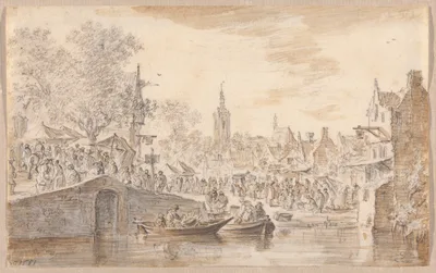 Market near a Canal — Jan van Goyen