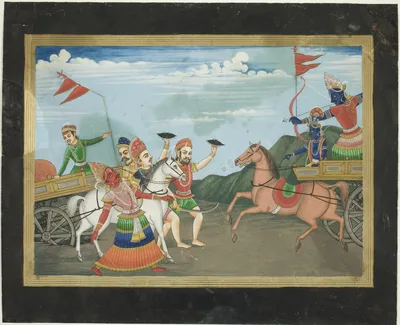 Arjuna Slays Karna, page from a Mahabharata series